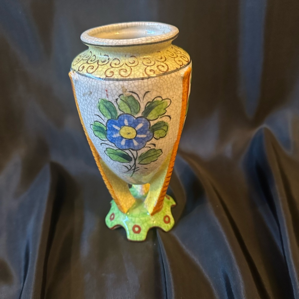 Vintage Japanese Crackle Floral Vase - Picture 2 of 8